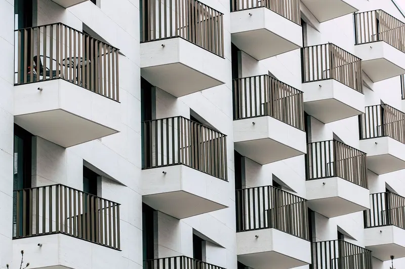 Balconies on a modern residential apartment building